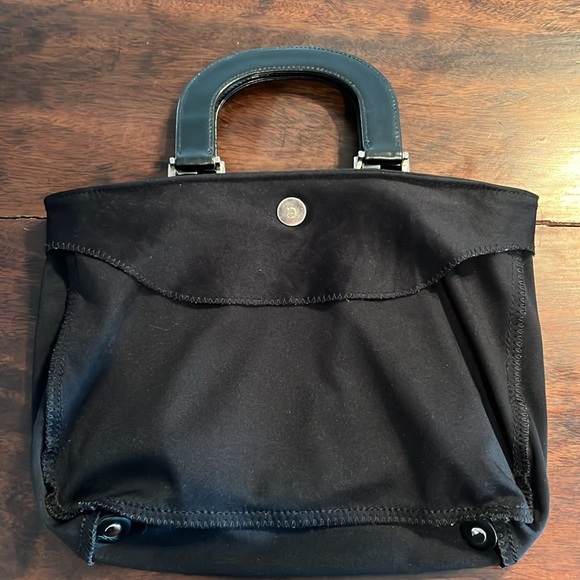 FENDI Vintage Nylon Top Leather Handle Handbag Black - Picture 10 of 12